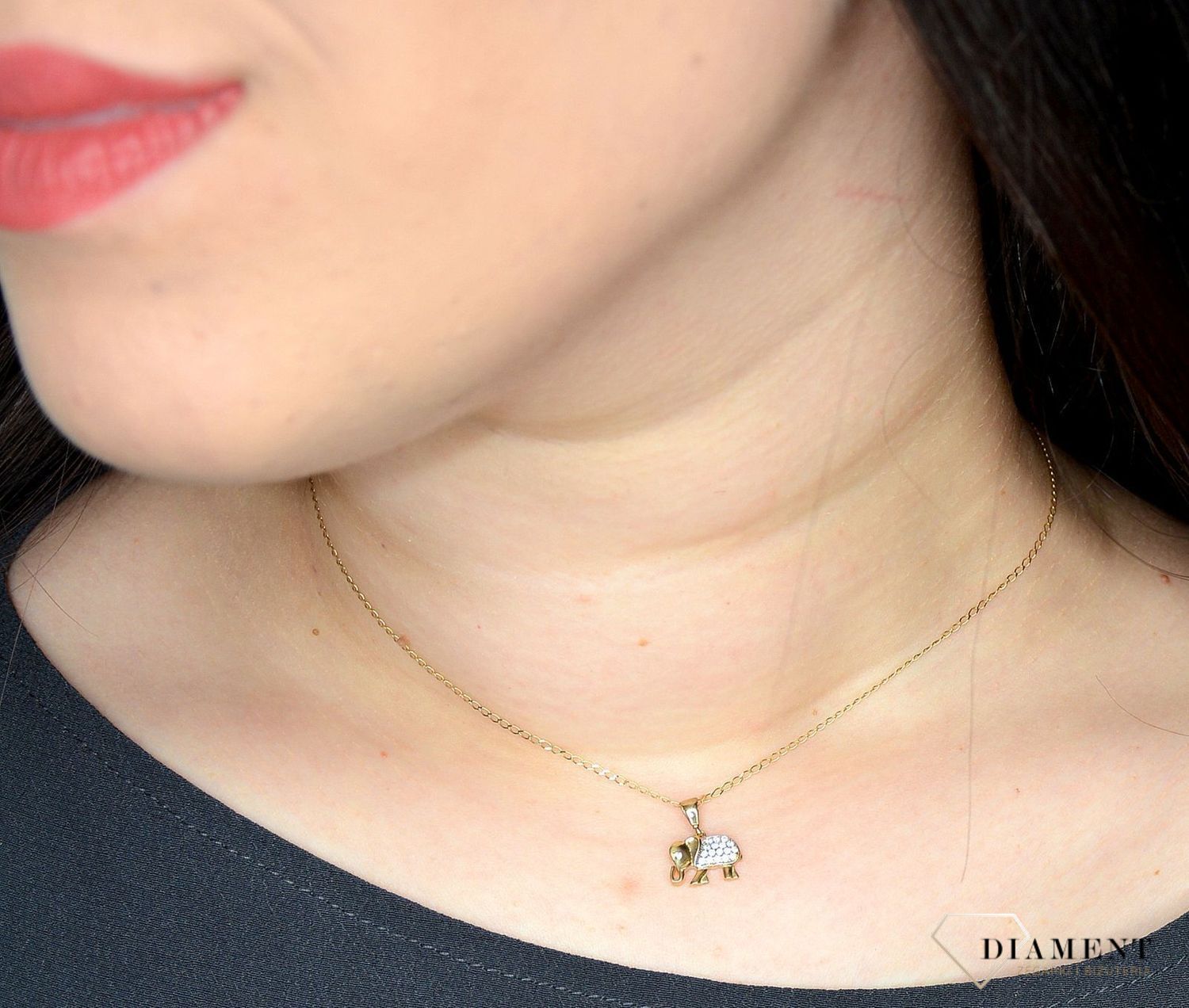 Złota zawieszka 333 słonik z cyrkonią DIA-ZAW-2993-333.jpg