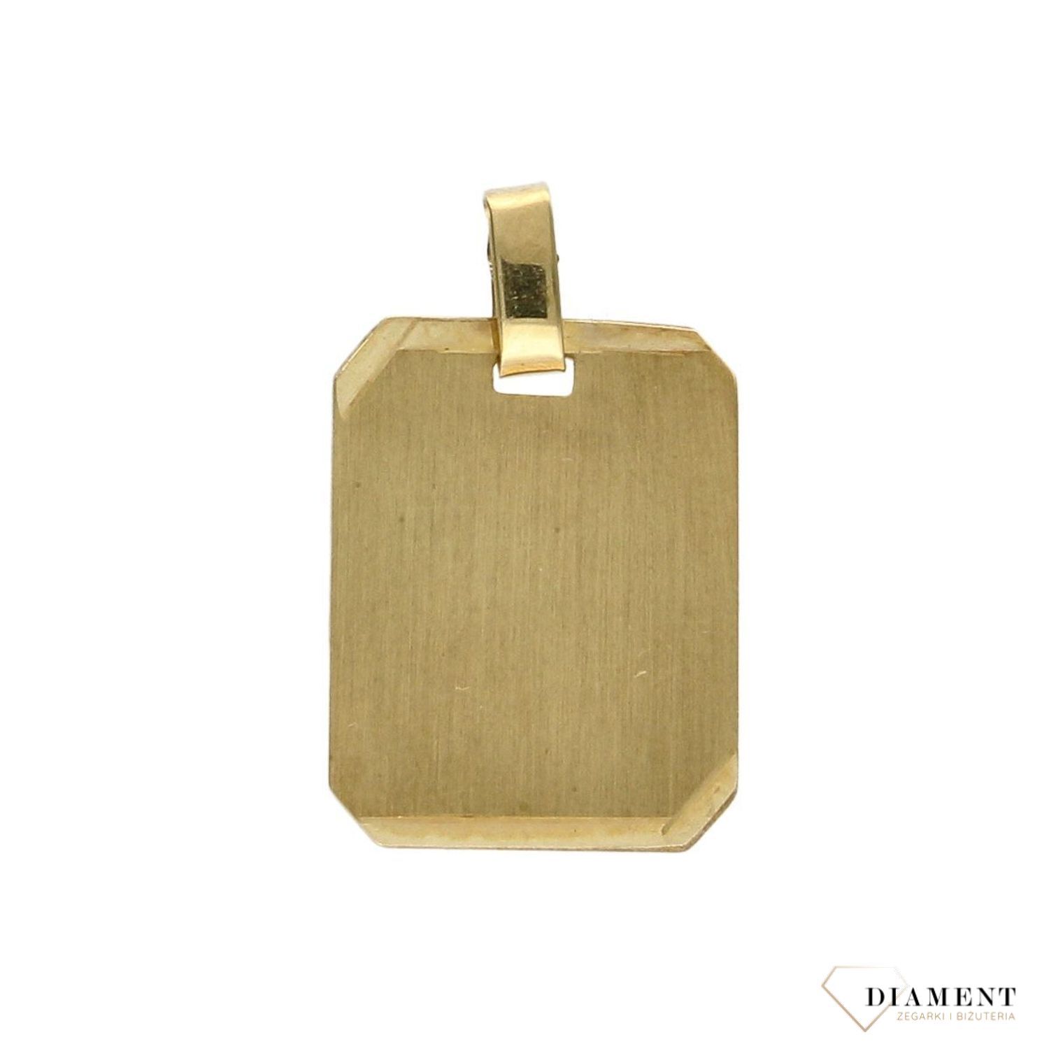 Zawieszka blaszka próby 333 DIA-ZAW-3052-333. Złoty wisiorek w kształcie prostokątnej blaszki. Wisiorek ten to idealny pomysł na prezent, którym wyjawimy swoje uczucia..jpg