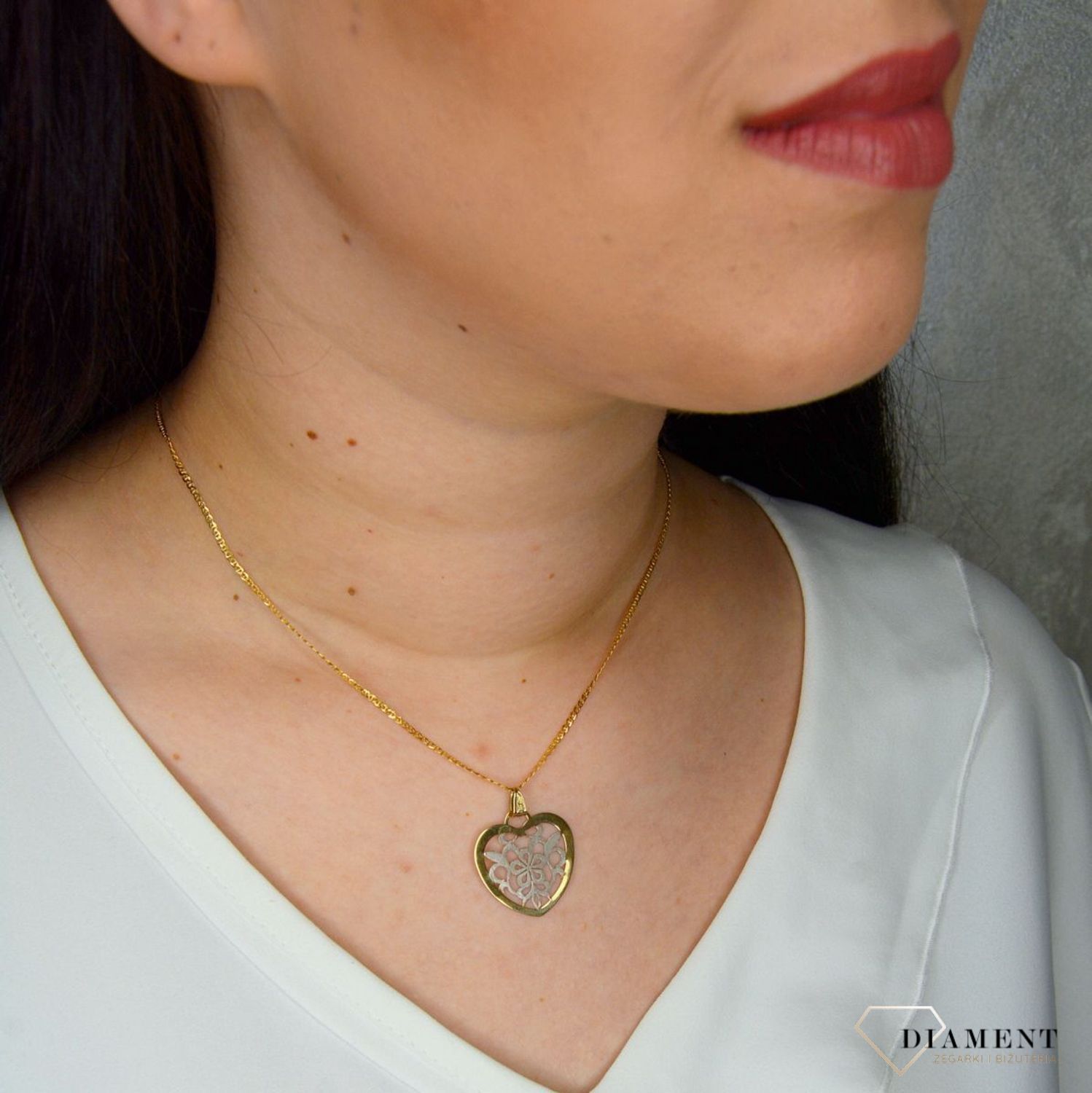 Złota zawieszka 585 ażurowe serce z białym złotem DIA-ZAW-3115-333.jpg