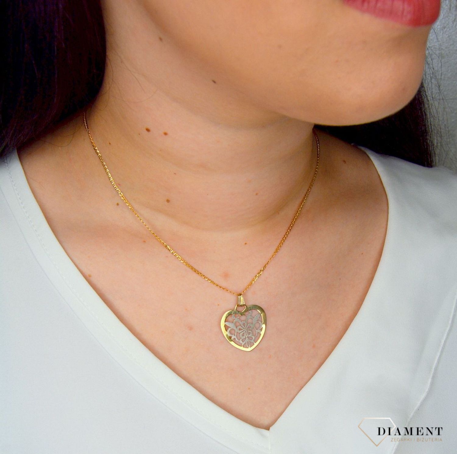 Złota zawieszka 585 ażurowe serce z białym złotem DIA-ZAW-3115-333.jpg