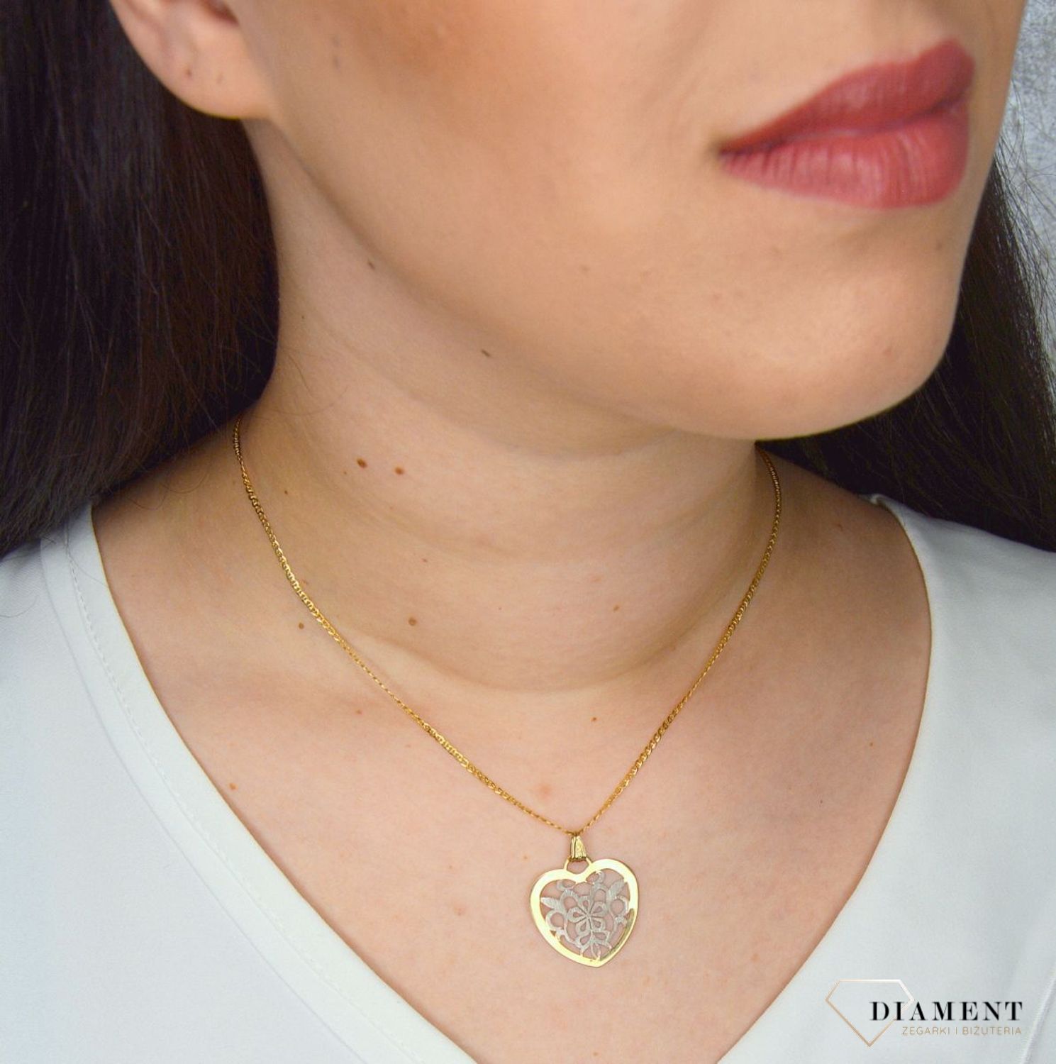 Złota zawieszka 585 ażurowe serce z białym złotem DIA-ZAW-3115-333.jpg