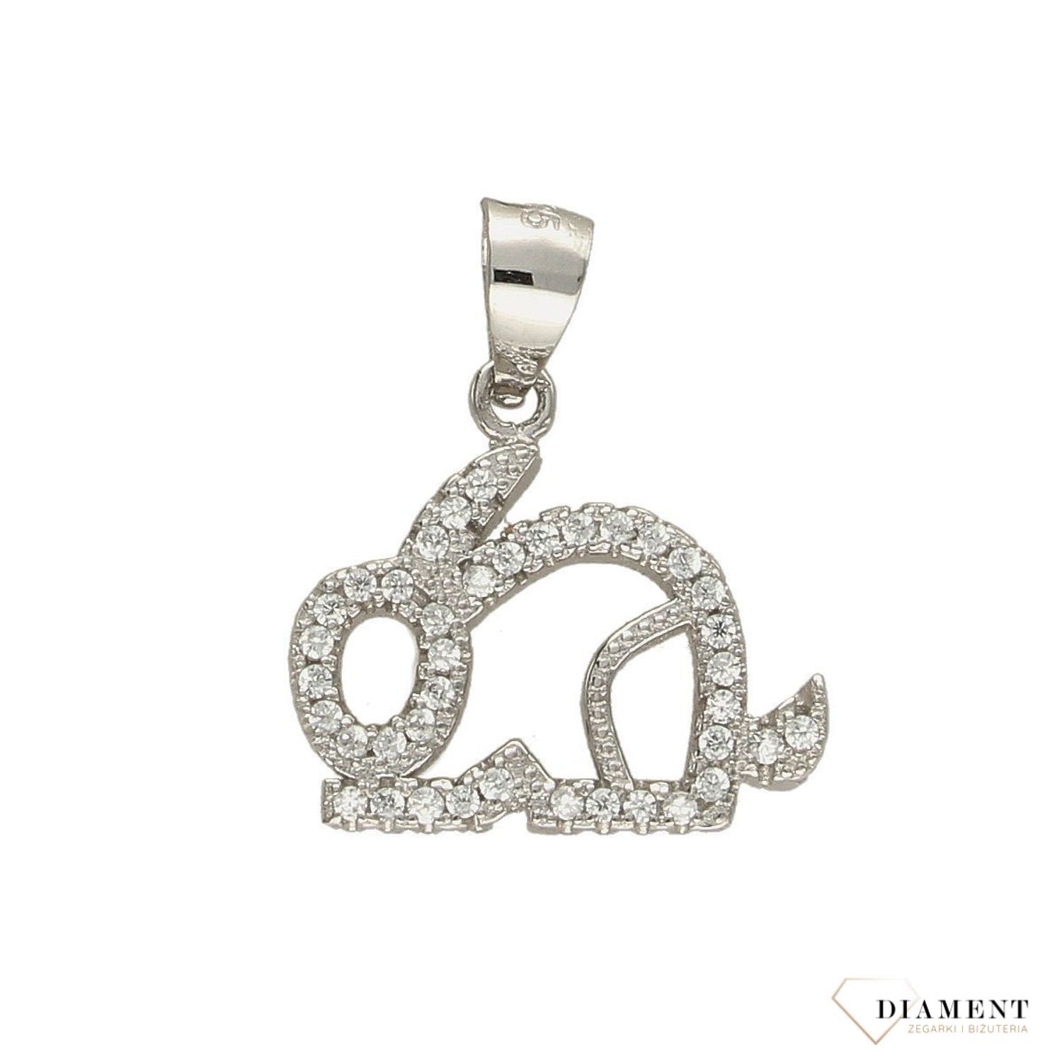 Srebrna zawieszka zajączek cyrkonie DIA-ZAW-3183-925.jpg