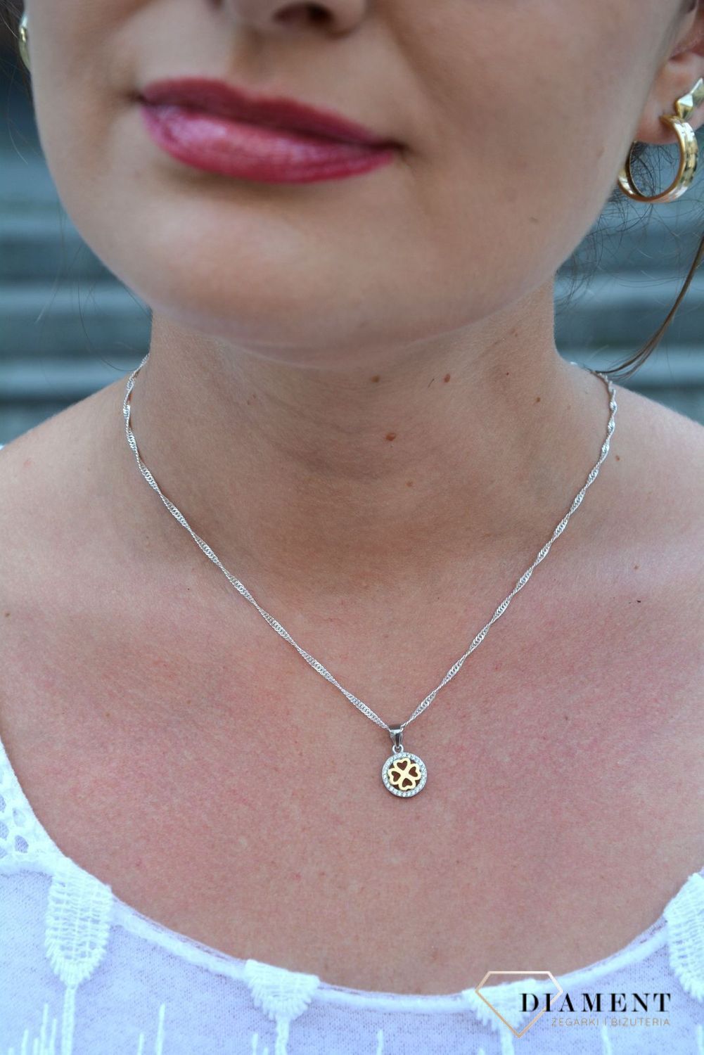 Zawieszka srebrna pozłacana koniczynka w kółku DIA-ZAW-3192-925.jpg