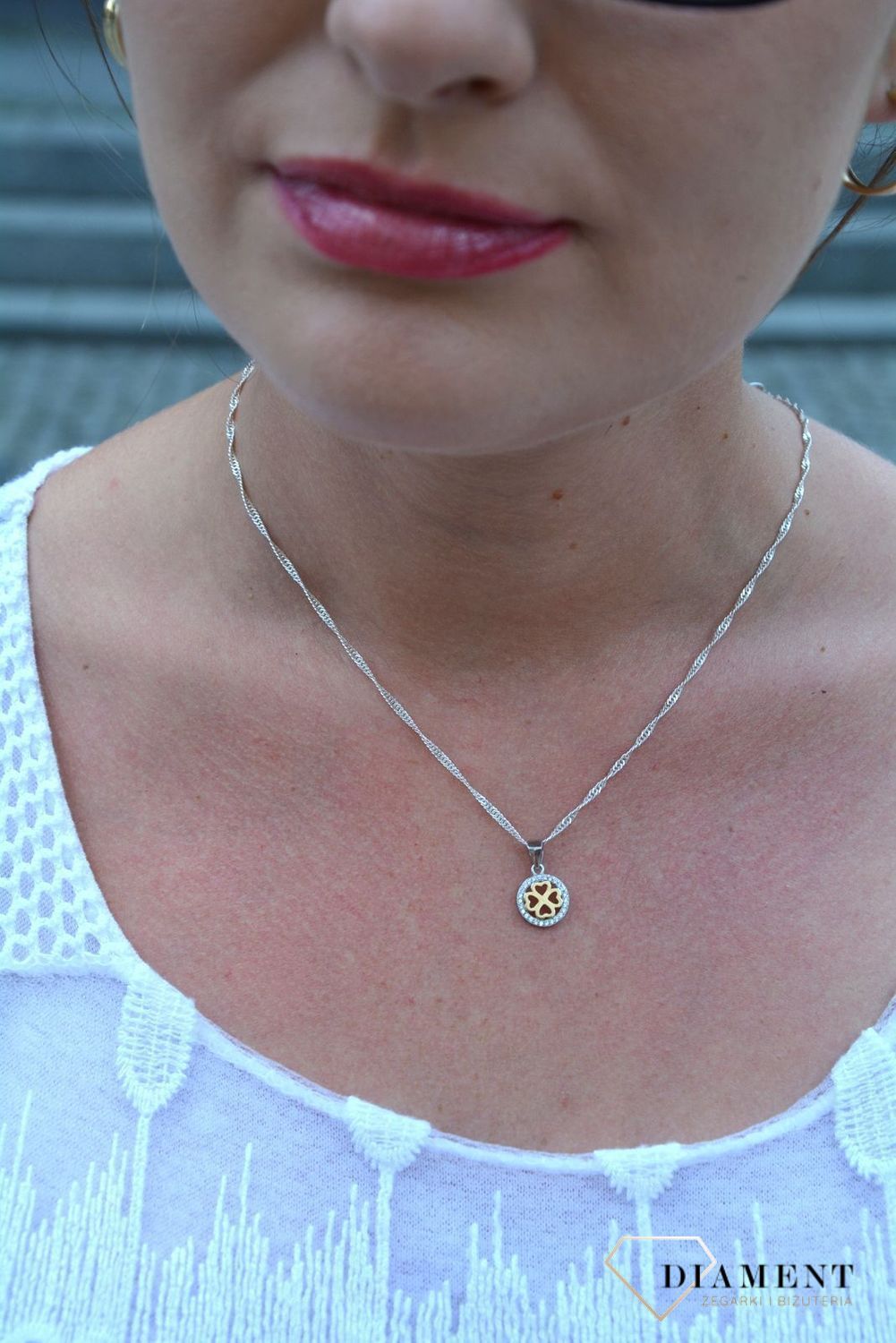 Zawieszka srebrna pozłacana koniczynka w kółku DIA-ZAW-3192-925.jpg