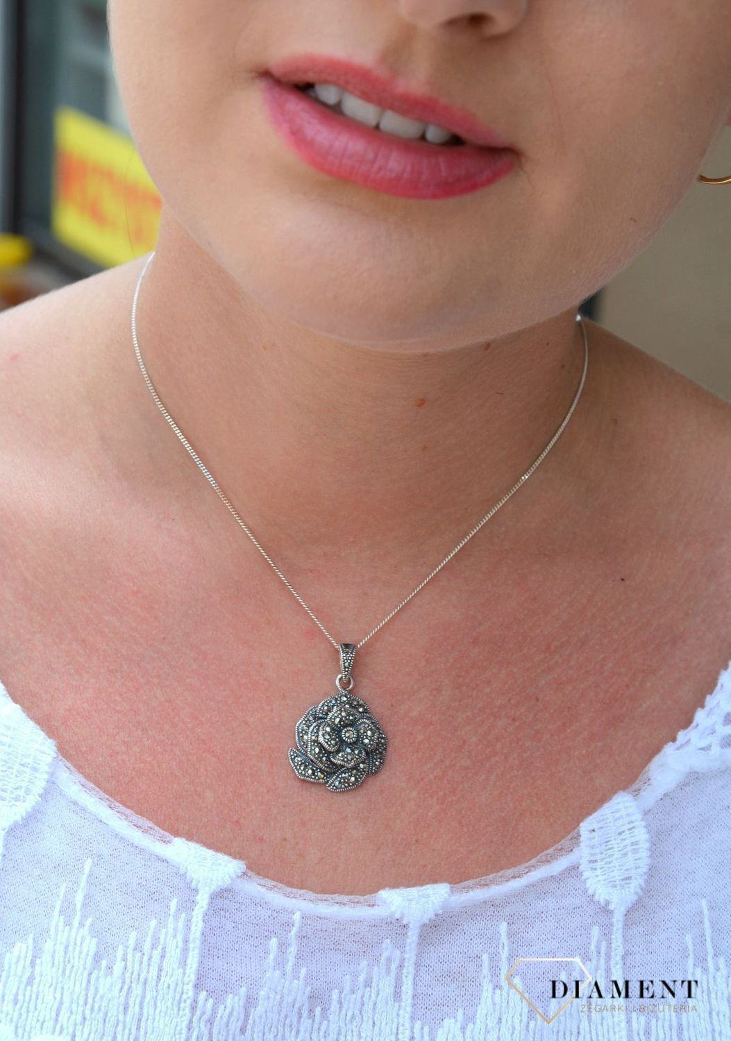 Zawieszka srebrna kwiatek z markazytami DIA-ZAW-3195-925.jpg