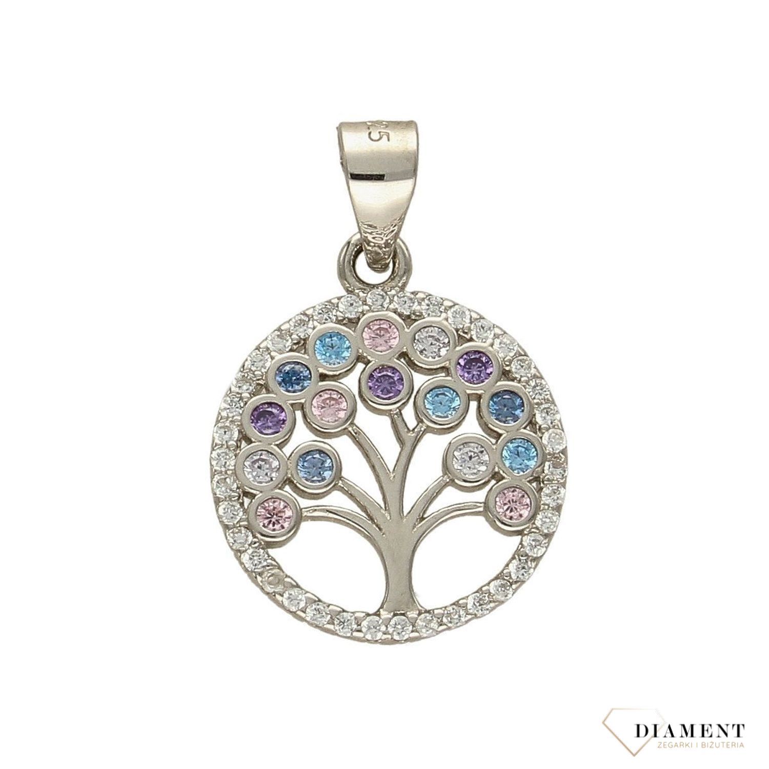 Zawieszka srebrna drzewko szczęścia z kolorowymi cyrkoniami DIA-ZAW-3215-925.jpg
