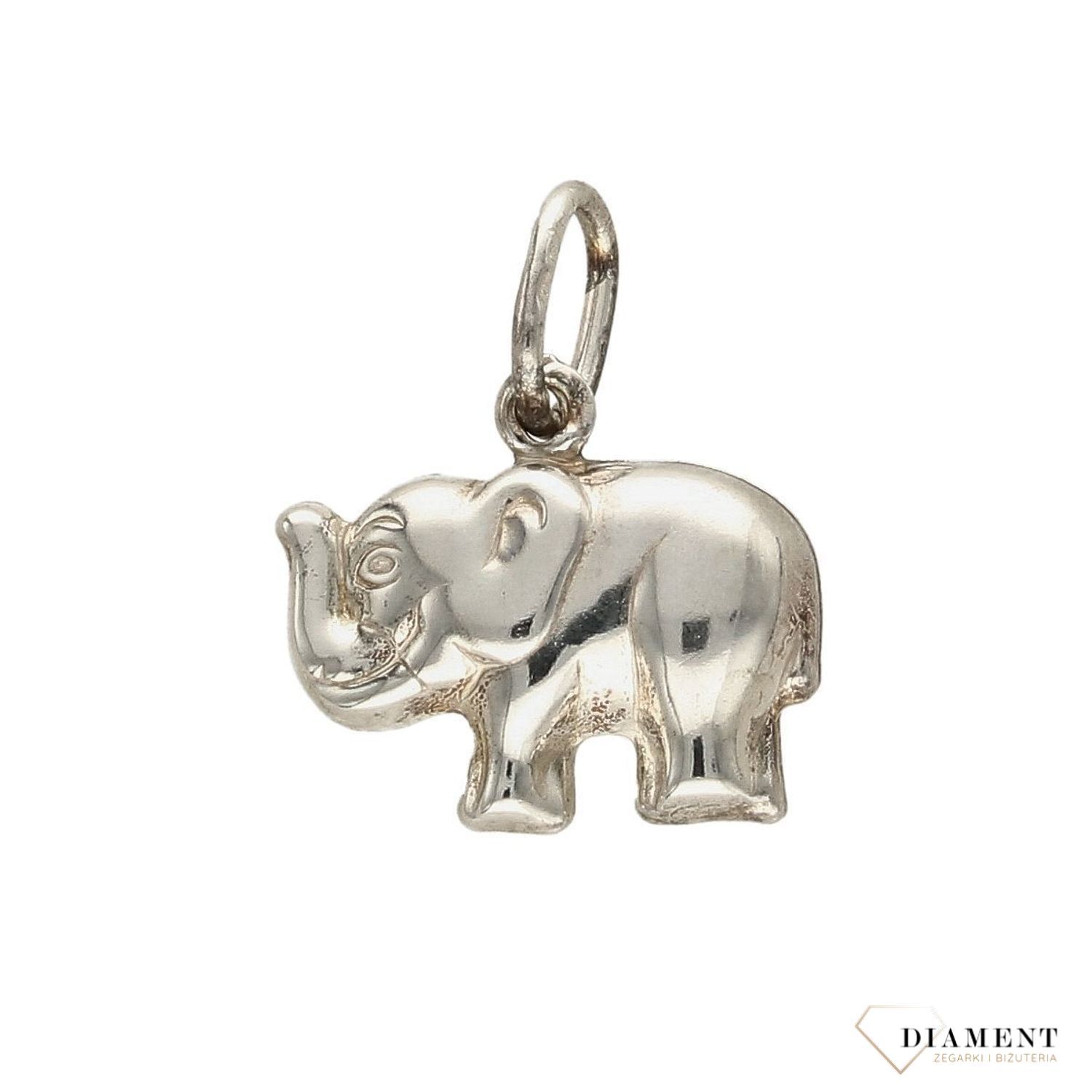 Srebrna zawieszka słoń z podniesioną trąbą DIA-ZAW-3222-925.jpg