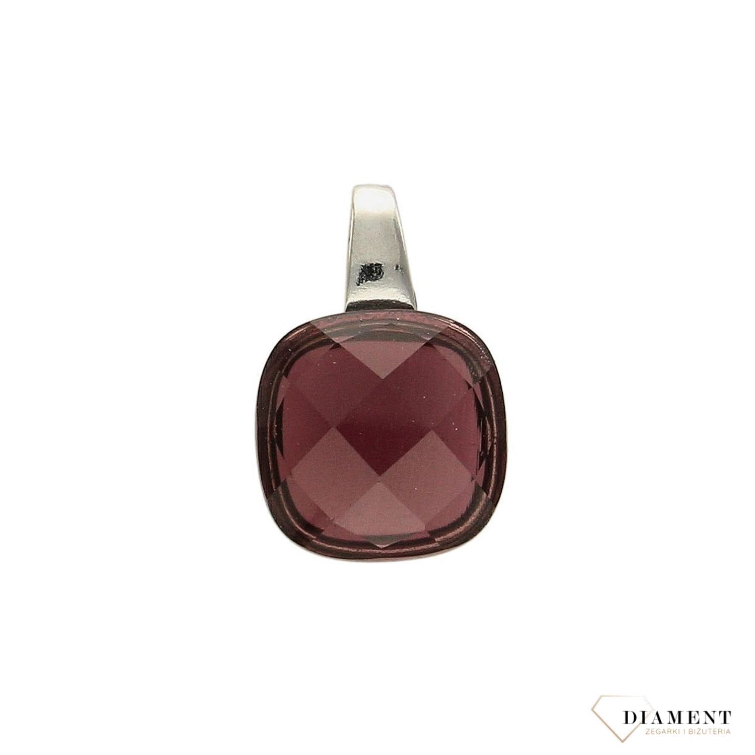 Srebrna zawieszka fioletowy kryształ kształt kwadrat DIA-ZAW-3225-925.jpg