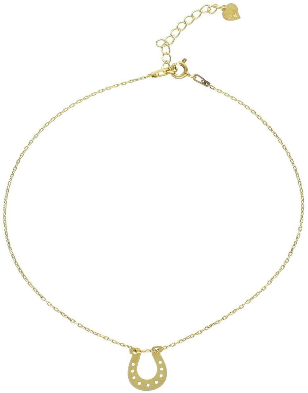 Pozłacana bransoletka na nogę ze srebra 925 z zawieszką w kształcie podkowy (1,0 x 1,1 cm). Długość 25 + 6 cm, zapięcie na karabińczyk. Stylowa i pełna symboliki.1.jpg