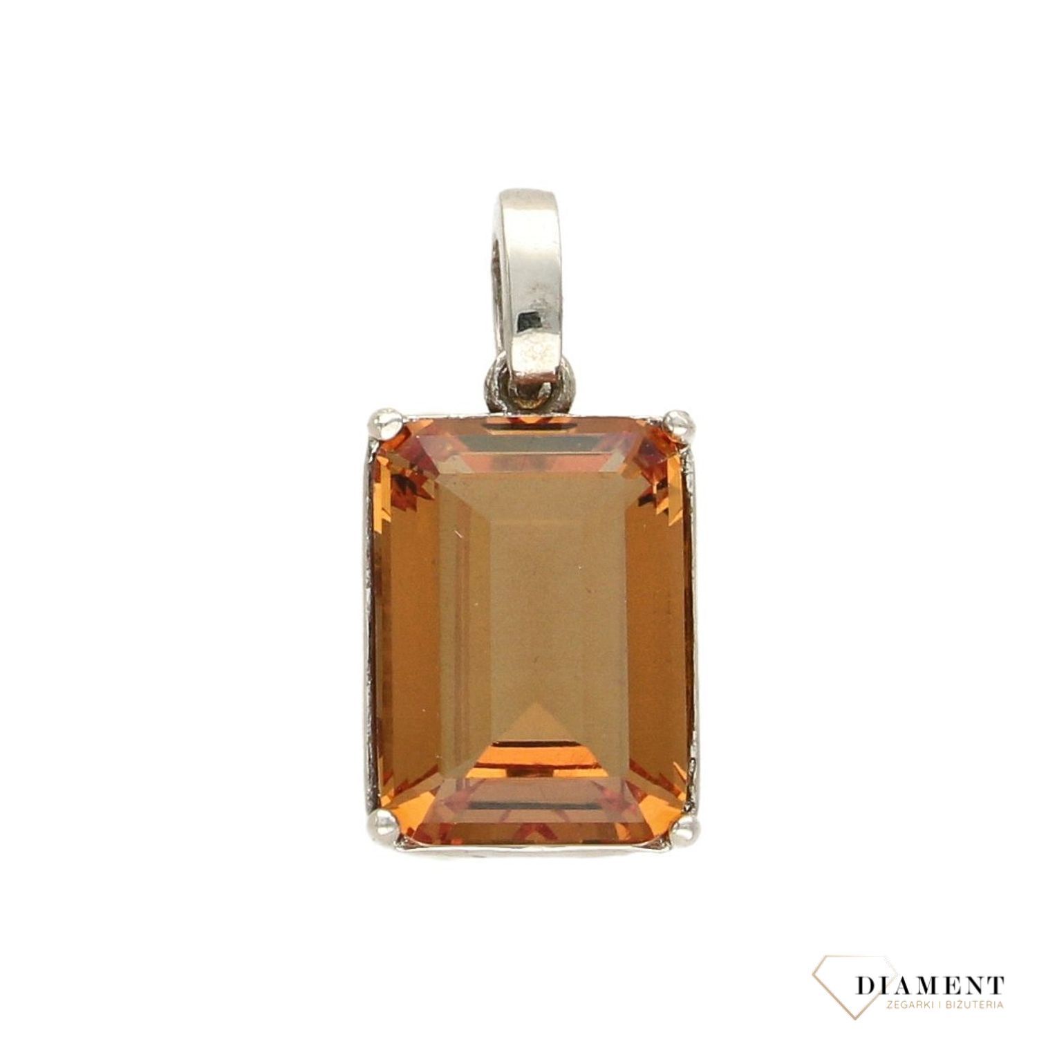 Srebrna zawieszka z kryształem Swarovskiego w kolorze zielonym DIA-ZAW-3269-925.jpg