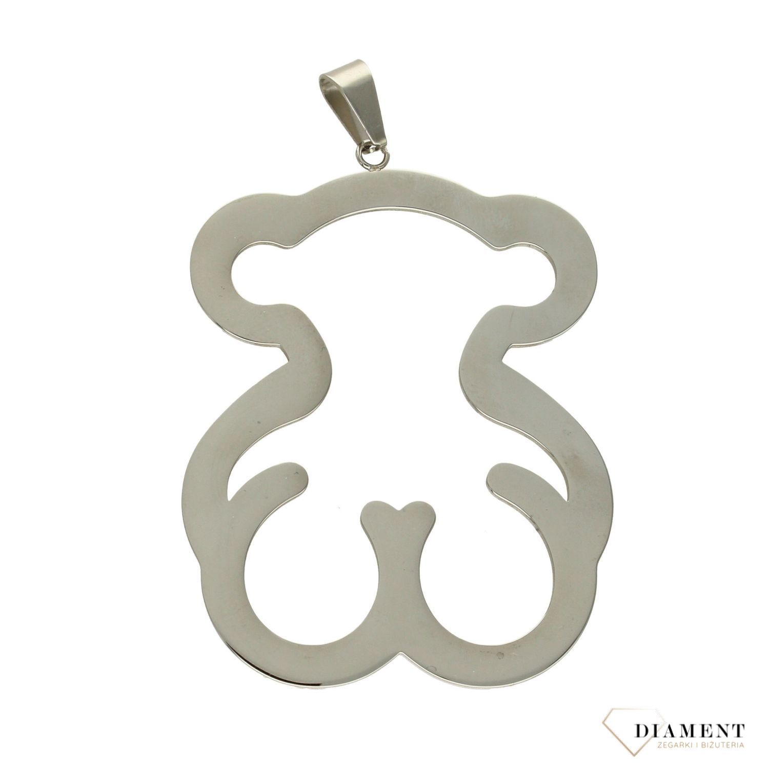 Stalowa, duża zawieszka w kształcie misia DIA-ZAW-3312-STAL.jpg