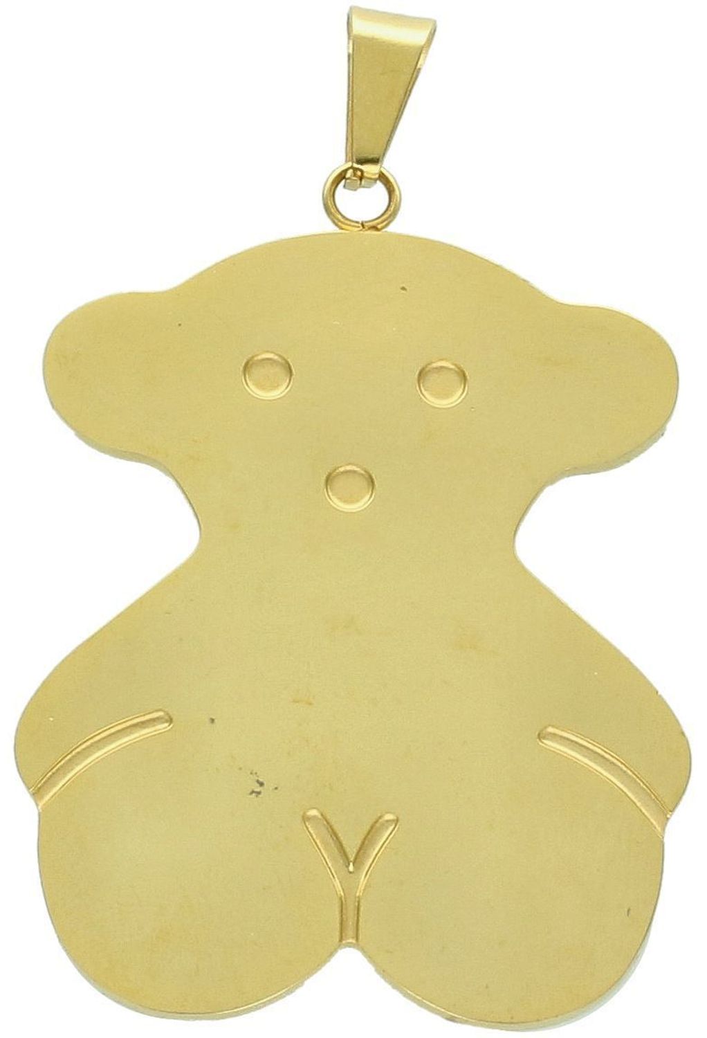 Zawieszka damska stalowa w kształcie misia – dwustronna złota i żółta. Duży rozmiar 5,5 x 3,7 cm. Idealna na prezent. Stylowa i oryginalna biżuteria 1.jpg