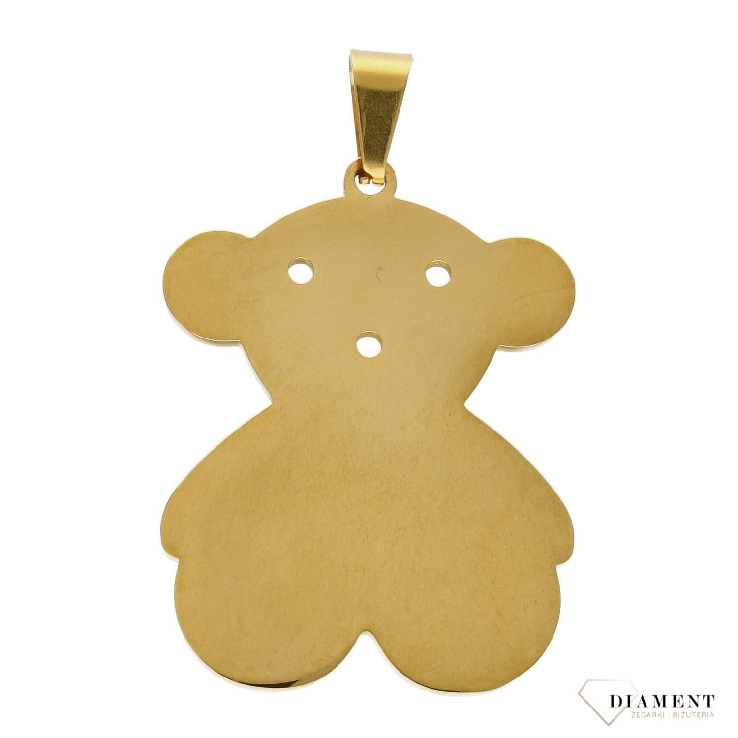 Stalowa zawieszka pozłacany miś DIA-ZAW-3315-STAL.jpg