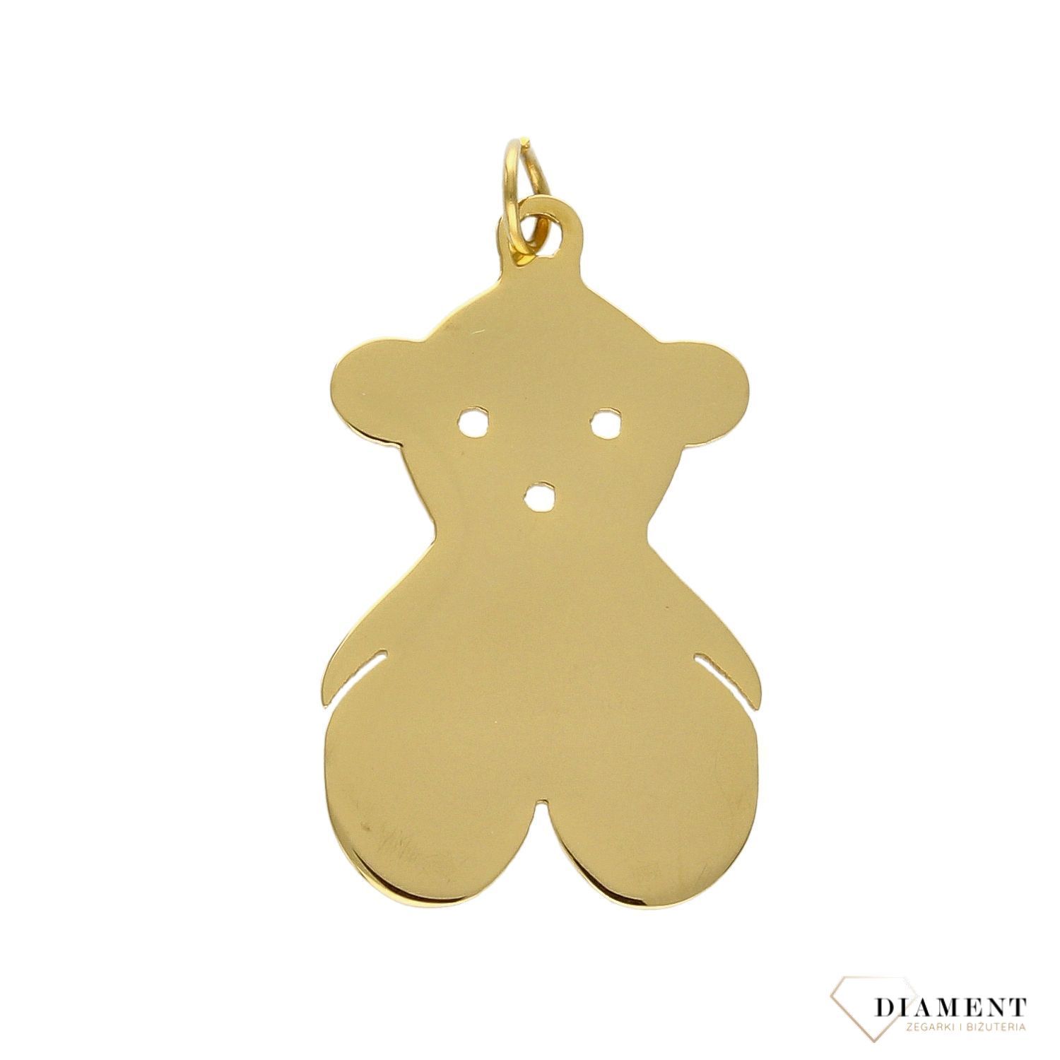 Stalowa zawieszka pozłacany, gładki misiu DIA-ZAW-3316-STAL.jpg