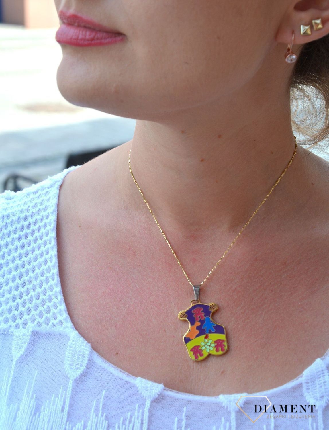 Stalowa zawieszka połacany miś ozdobiony kolorową emalią DIA-ZAW-3318-STAL.jpg