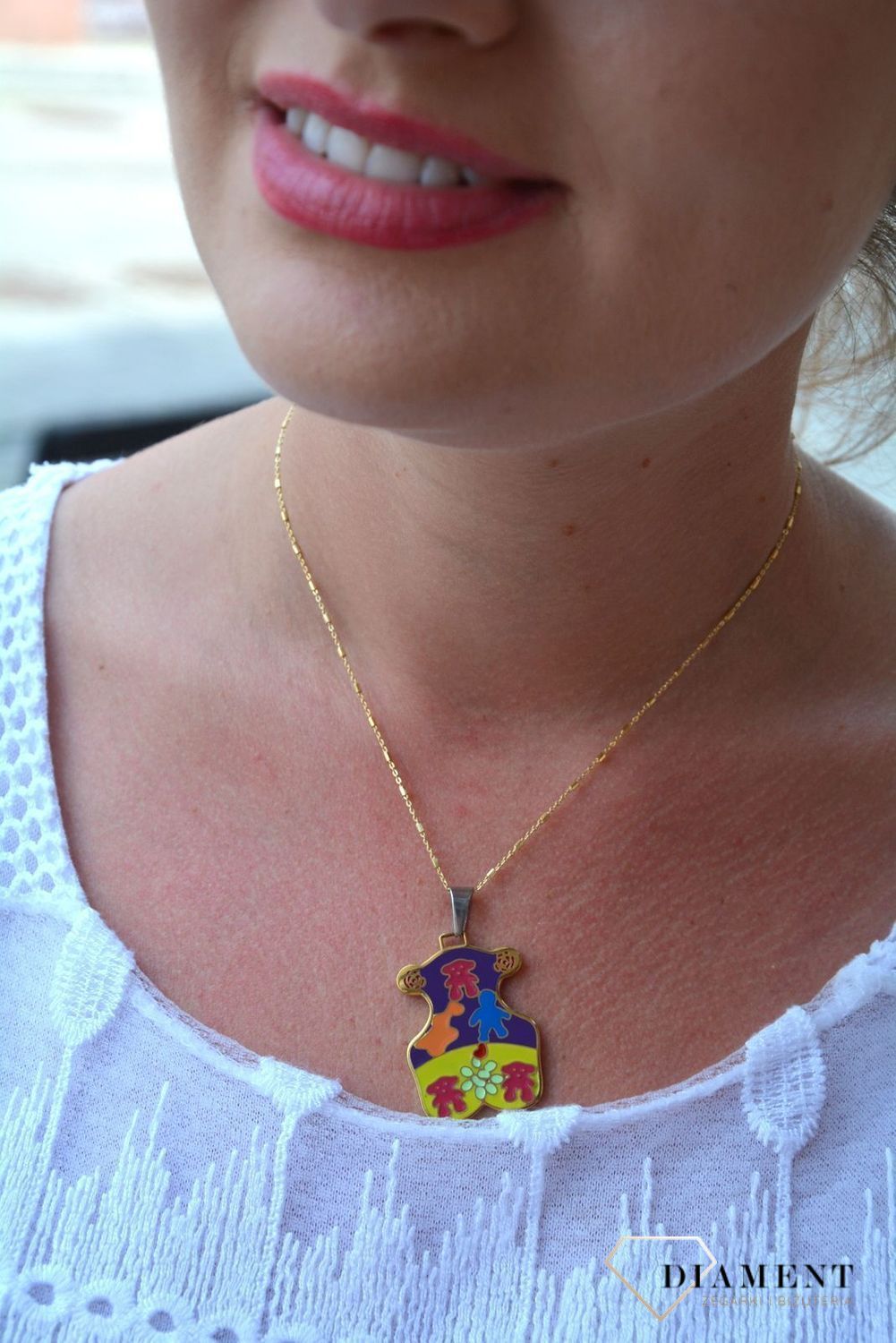 Stalowa zawieszka połacany miś ozdobiony kolorową emalią DIA-ZAW-3318-STAL.jpg