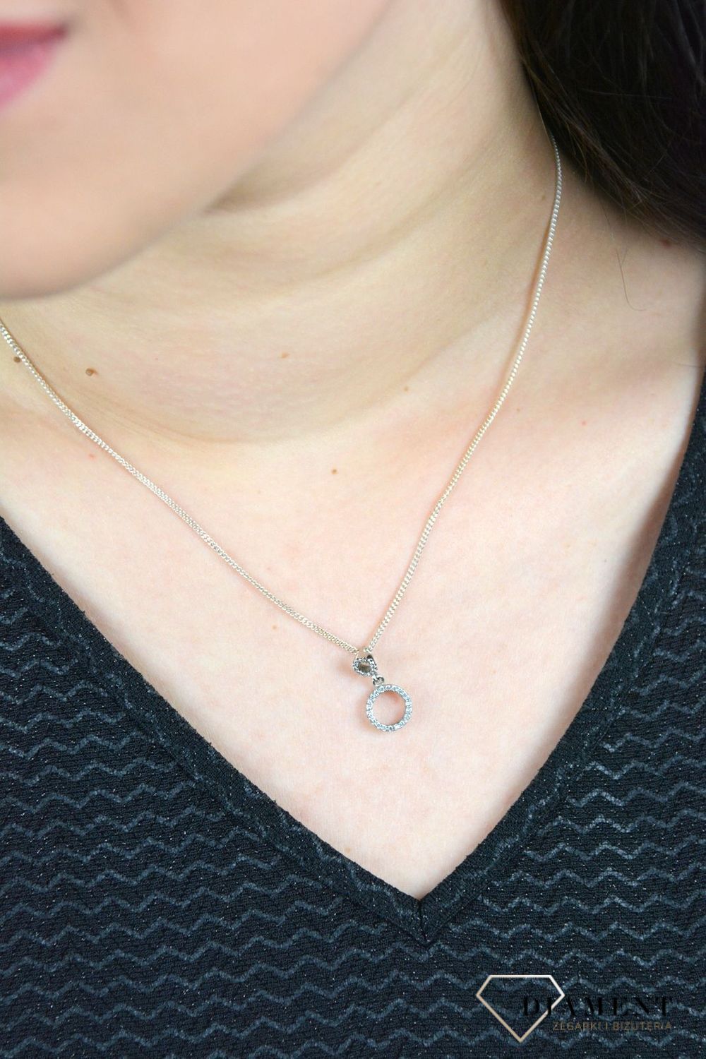 Srebrna zawieszka dwa kółka z białą cyrkonią DIA-ZAW-3212-925.jpg