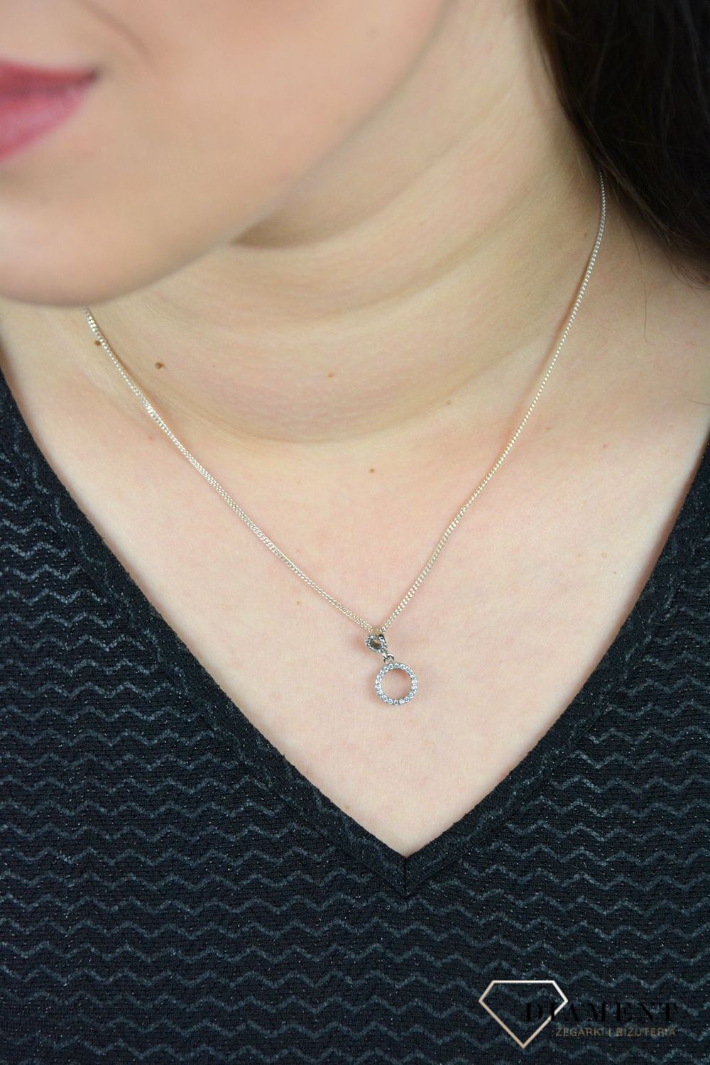 Srebrna zawieszka dwa kółka z białą cyrkonią DIA-ZAW-3212-925.jpg