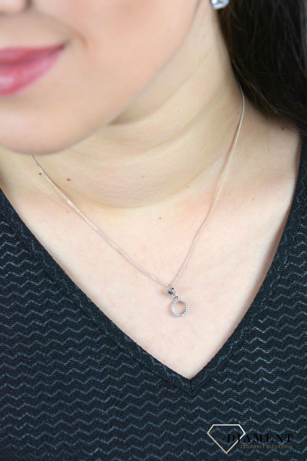 Srebrna zawieszka dwa kółka z białą cyrkonią DIA-ZAW-3212-925.jpg