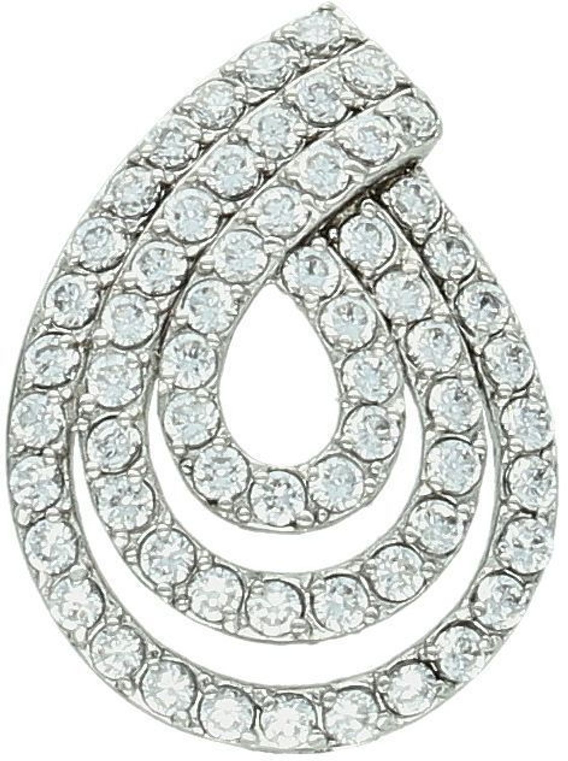 Elegancka zawieszka w kształcie łezki, wykonana ze srebra próby 925 i ozdobiona białymi cyrkoniami. Wymiary 2,0 × 1,5 cm, waga 2,30 g. Stylowy dodatek do każdej stylizacji.1.jpg