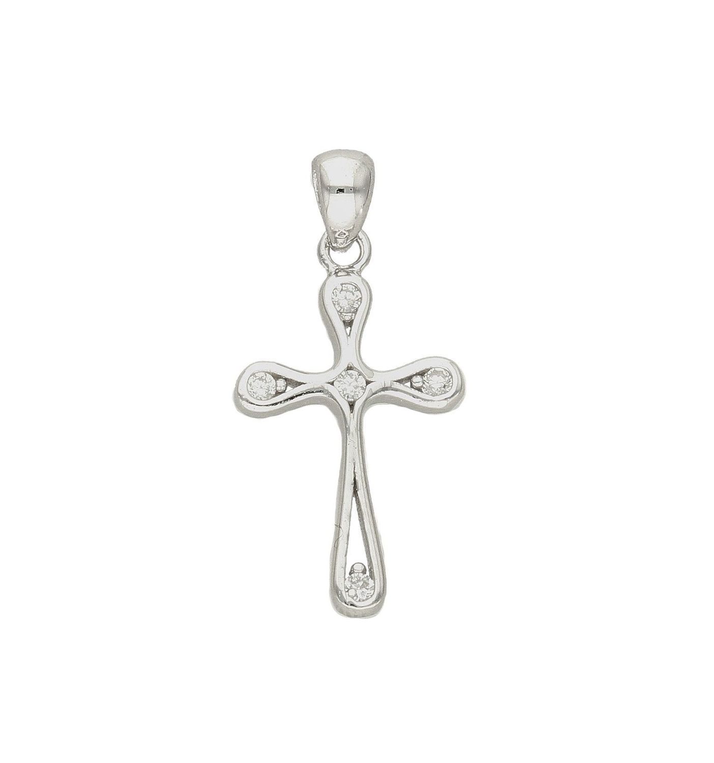 Srebrna zawieszka krzyżyk z cyrkoniami DIA-ZAW-33671-925. W naszej ofercie dostępne są łańcuszki, które razem z subtelnym wisiorkiem stanowią idealne zestawienie na każdą okazję. Waga około 1,15 gram. Długość krzyżyka wynosi 1,9 cm.jpg