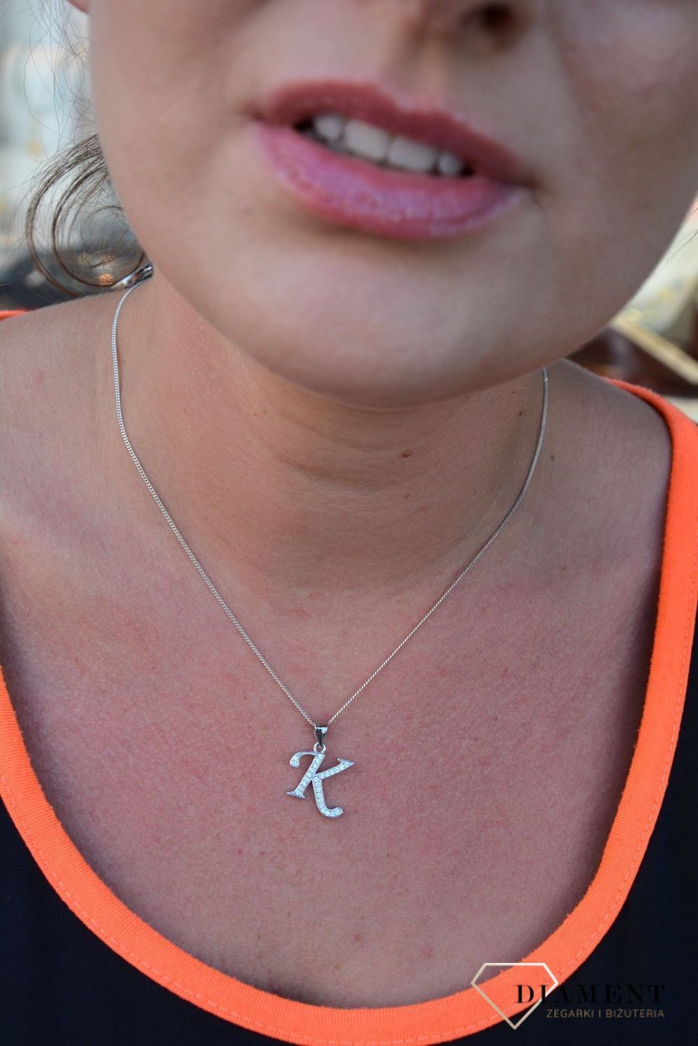 Srebrna zawieszka Literka K z cyrkoniami DIA-ZAW-3530K-925.jpg