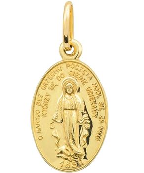 Złoty medalik 375 Matka Boska żółte złoto – Cudowny medalik na chrzest komunię bierzmowanie.jpg