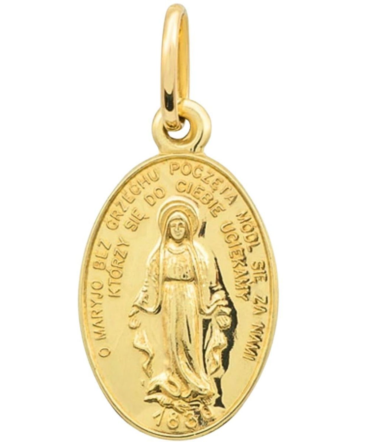 Złoty medalik 375 Matka Boska żółte złoto – Cudowny medalik na chrzest komunię bierzmowanie.jpg