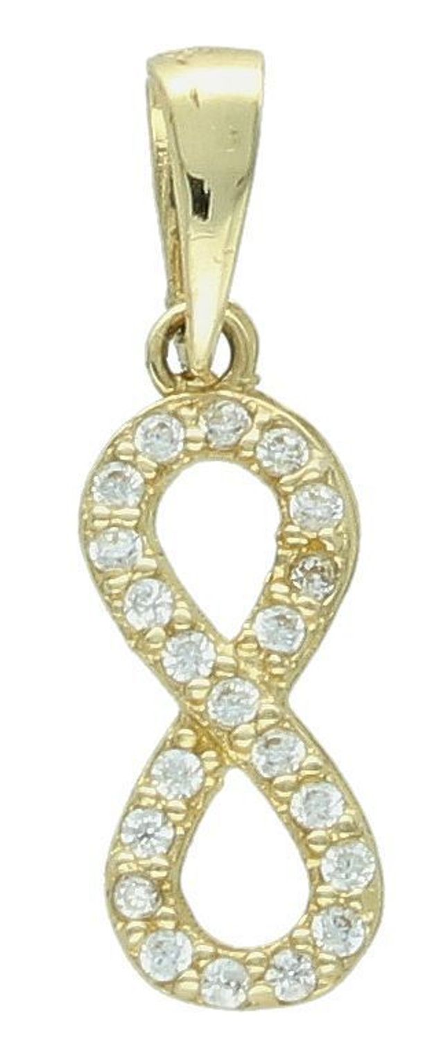 Zawieszka złota nieskończoność z cyrkoniami pr 585, DIA-ZAW-3674-585. Wisiorek został wykonany z wysokiej jakości złota próby 585. Złoto to jeden z najpopularniejszych kruszców, cenione przez 1.jpg