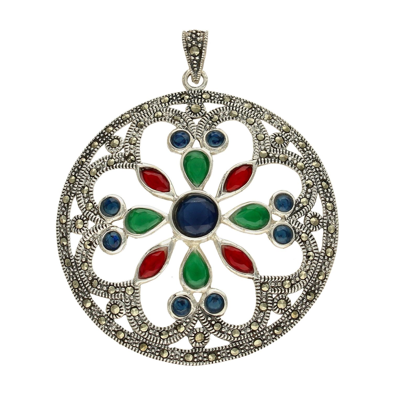 Zawieszka srebrna z markazytami 'Kolorowy Ażur' DIA-ZAW-3954-925.jpg