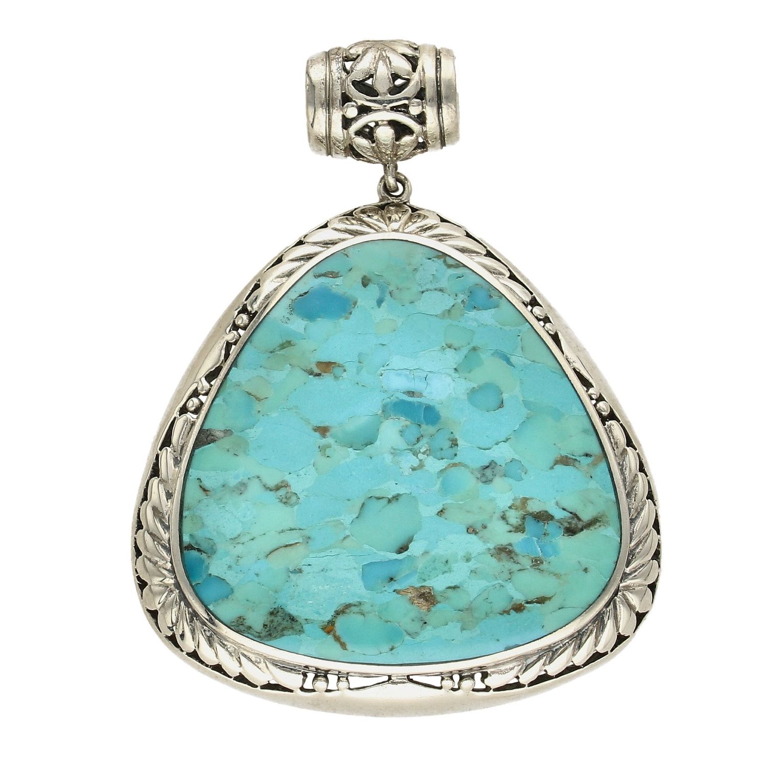 Duża srebrna zawieszka ozdobiona turkusem i wzorem ze srebra DIA-ZAW-3955-925.jpg