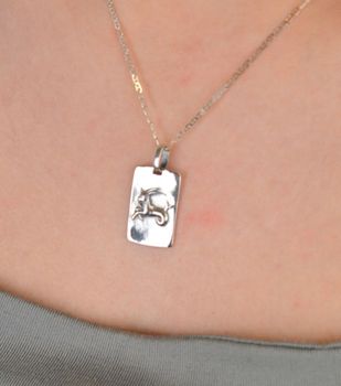 Zawieszka srebrna próba 925 koziorożec blaszka DIA-ZAW-3984-KOZIOROŻEC-925 Elegancka zawieszka srebrna w formie blaszki, ozdobiona symbolem Koziorożc (3).JPG