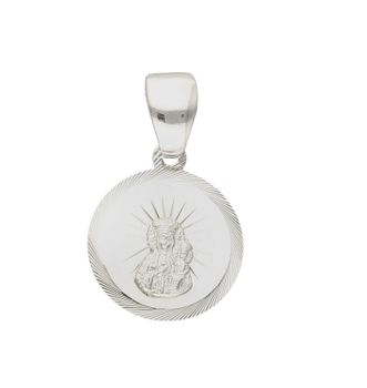 Srebrny medalik okrągły z Matką Boską Częstochowską DIA-ZAW-40893-925. Idealnie będzie pasował do srebrny subtelnych łańcuszków. Sprawdzi się również jako idealny prezent na komunię bądź chrzciny dla dziecka.jpg