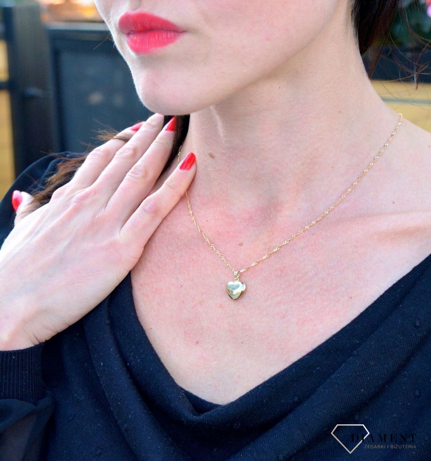 Złota zawieszka wypukłe, gładkie serce DIA-ZAW-4157-585.jpg