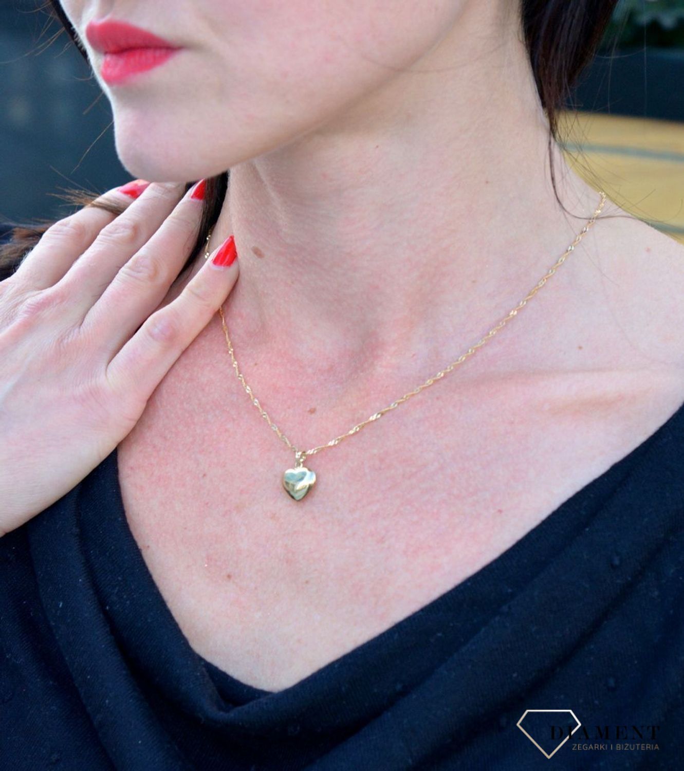 Złota zawieszka wypukłe, gładkie serce DIA-ZAW-4157-585.jpg