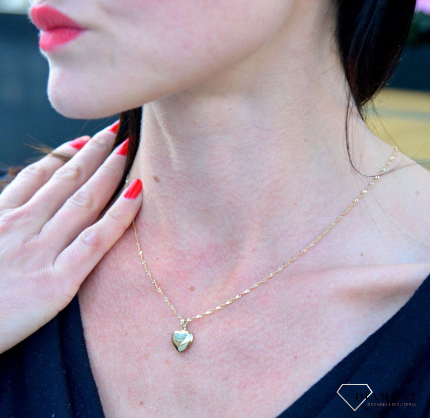 Złota zawieszka wypukłe, gładkie serce DIA-ZAW-4157-585.jpg