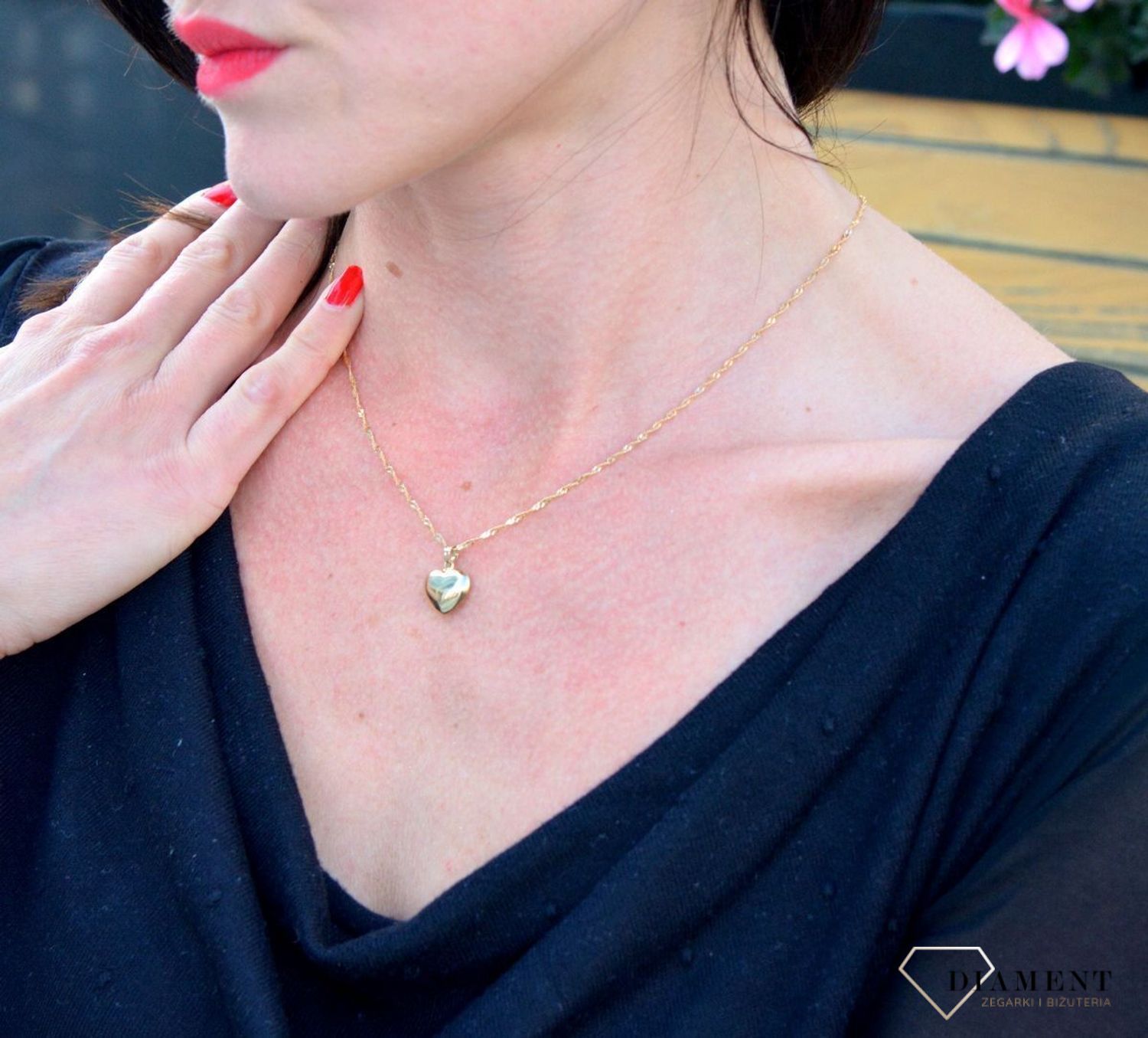 Złota zawieszka wypukłe, gładkie serce DIA-ZAW-4157-585.jpg