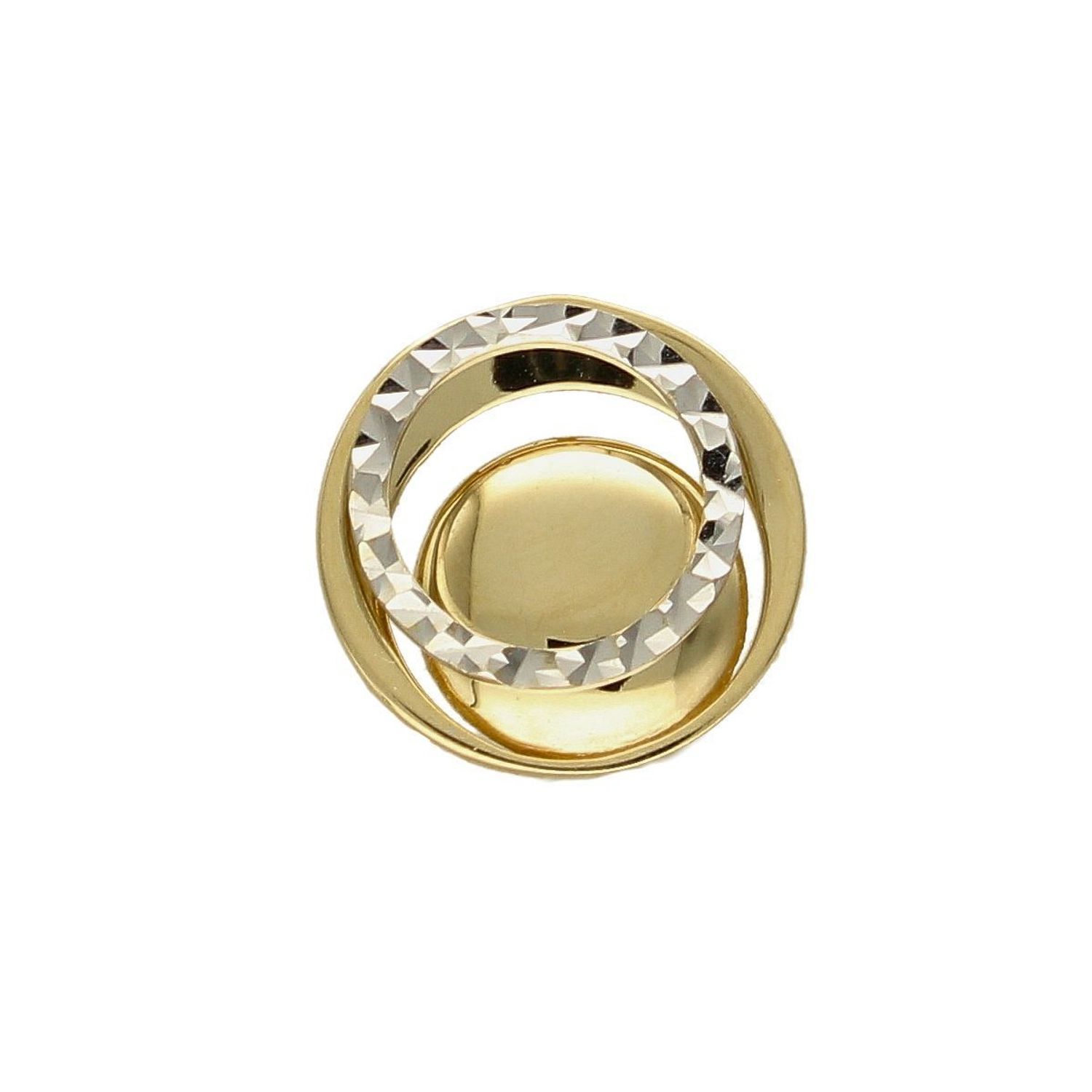 Złota zawieszka okrągła grawerowane białe złoto DIA-ZAW-4158-585.jpg