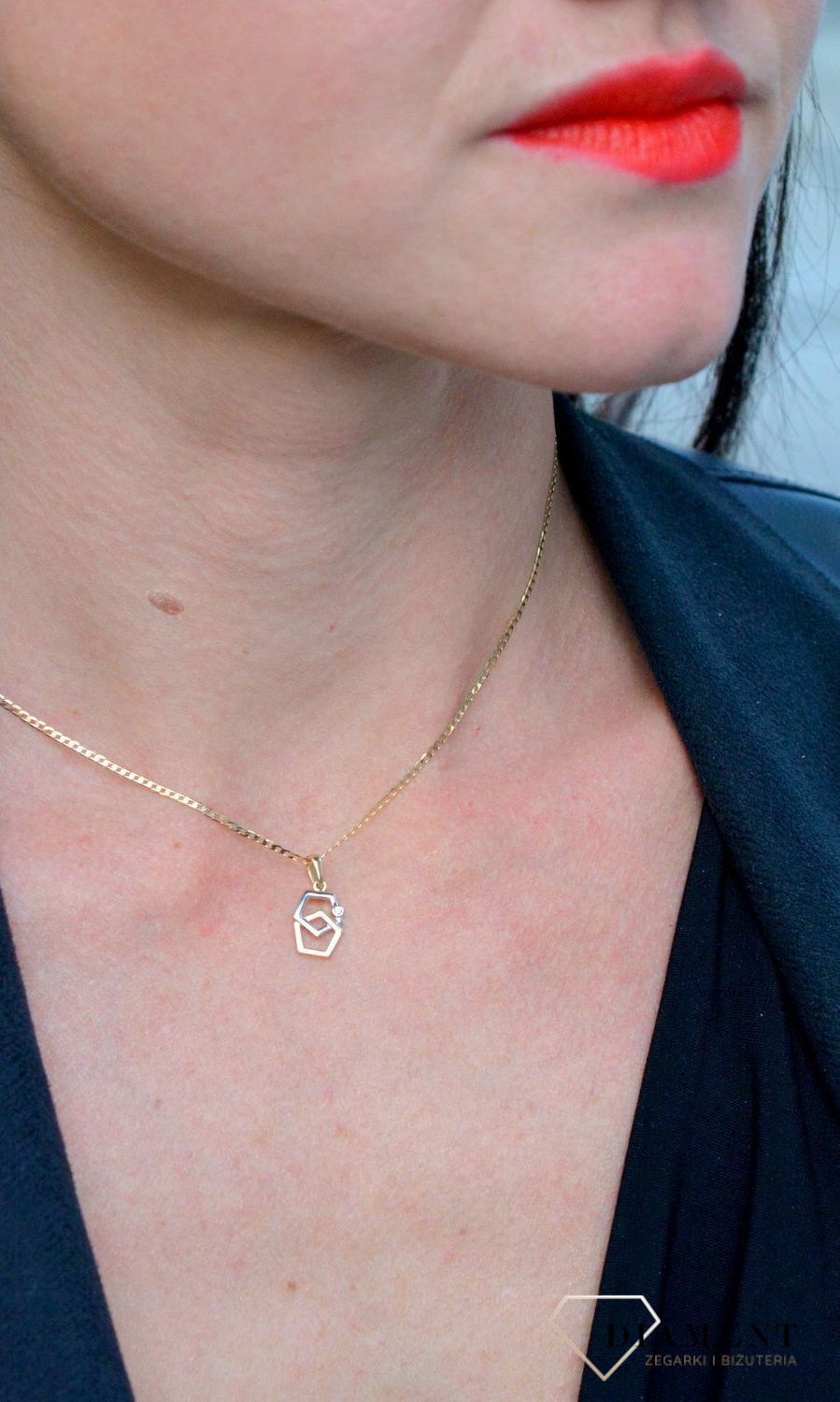 Złota zawieszka 585 geometryczna białe i żółte złoto DIA-ZAW-4168-585.jpg