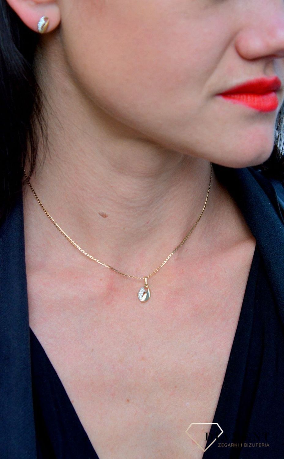 Złota zawieszka 585 owal z błyszczącą cyrkonią DIA-ZAW-4169-585.jpg