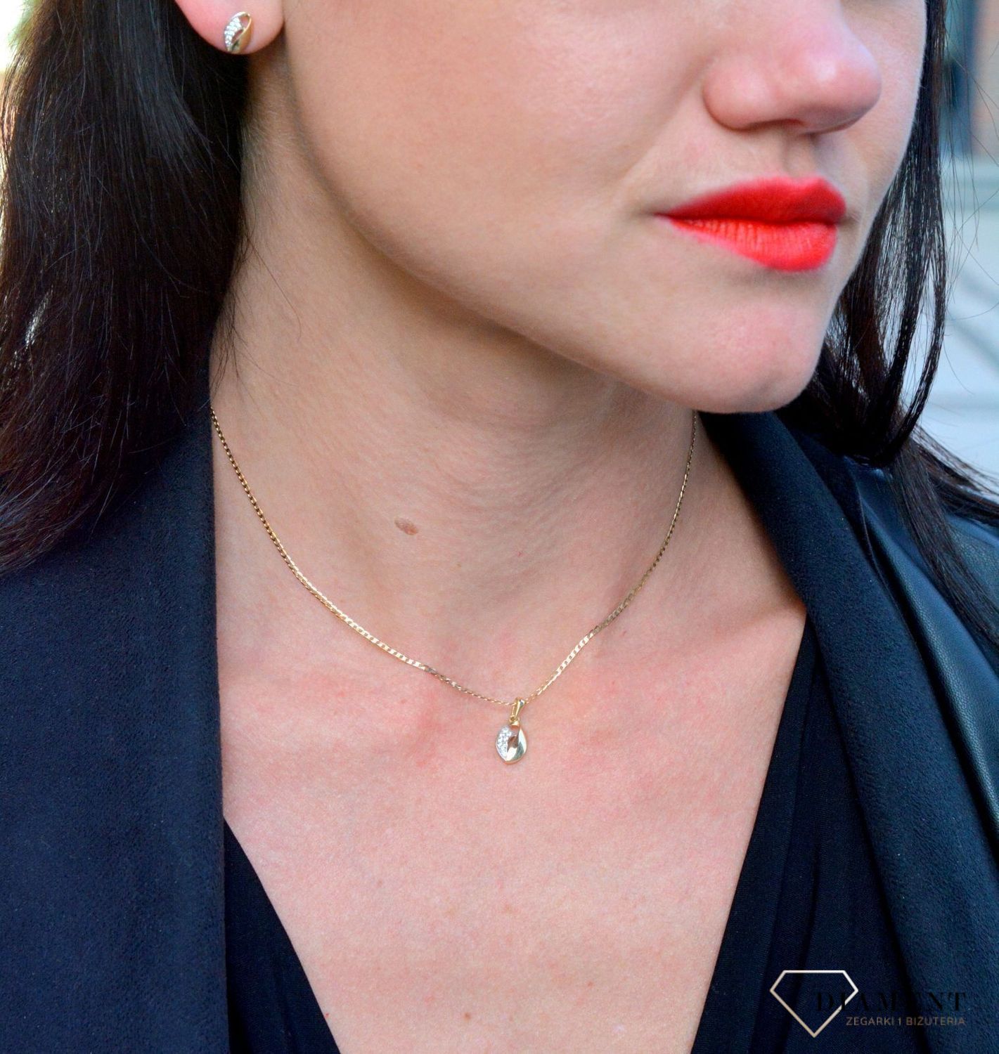 Złota zawieszka 585 owal z błyszczącą cyrkonią DIA-ZAW-4169-585.jpg