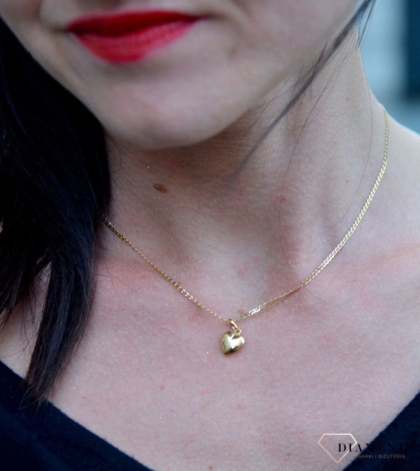 Złota zawieszka 585 wypukłe serce o gładkiej powierzchni DIA-ZAW-4196-585.jpg