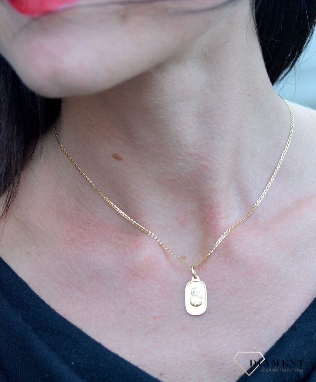 Złota zawieszka prosty medalik 'Matka Boska Częstochowska' DIA-ZAW-4198-585.jpg