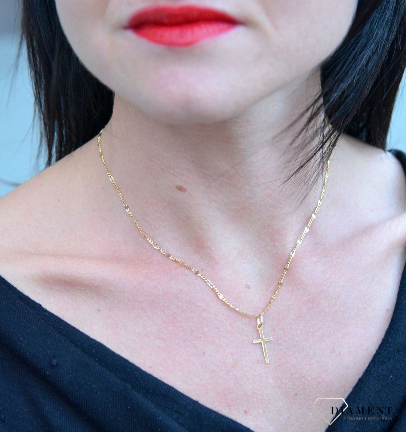 Złota zawieszka 585 gładki krzyżyk DIA-ZAW-4200-585.jpg