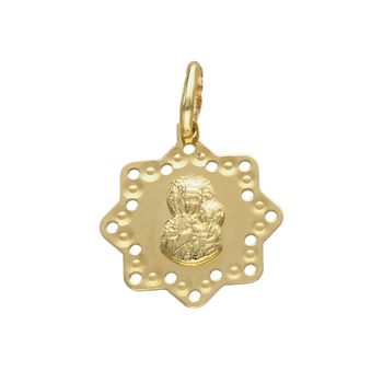 Złota zawieszka medalik w kwiatku z Matką Boską DIA-ZAW-4203-585.jpg