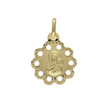 Złota zawieszka medalik kształt kwiatek z Matką Boską DIA-ZAW-4204-585.jpg