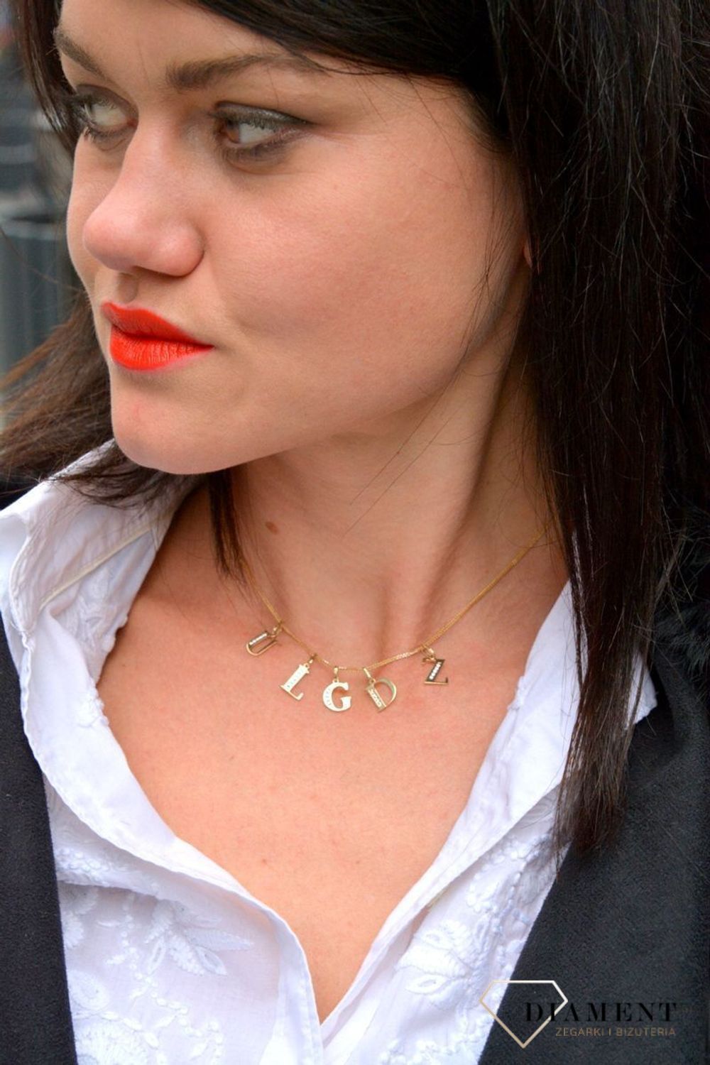 Złota zawieszka w kształcie literki L wykonana z wysokiej próby złota 585..jpg