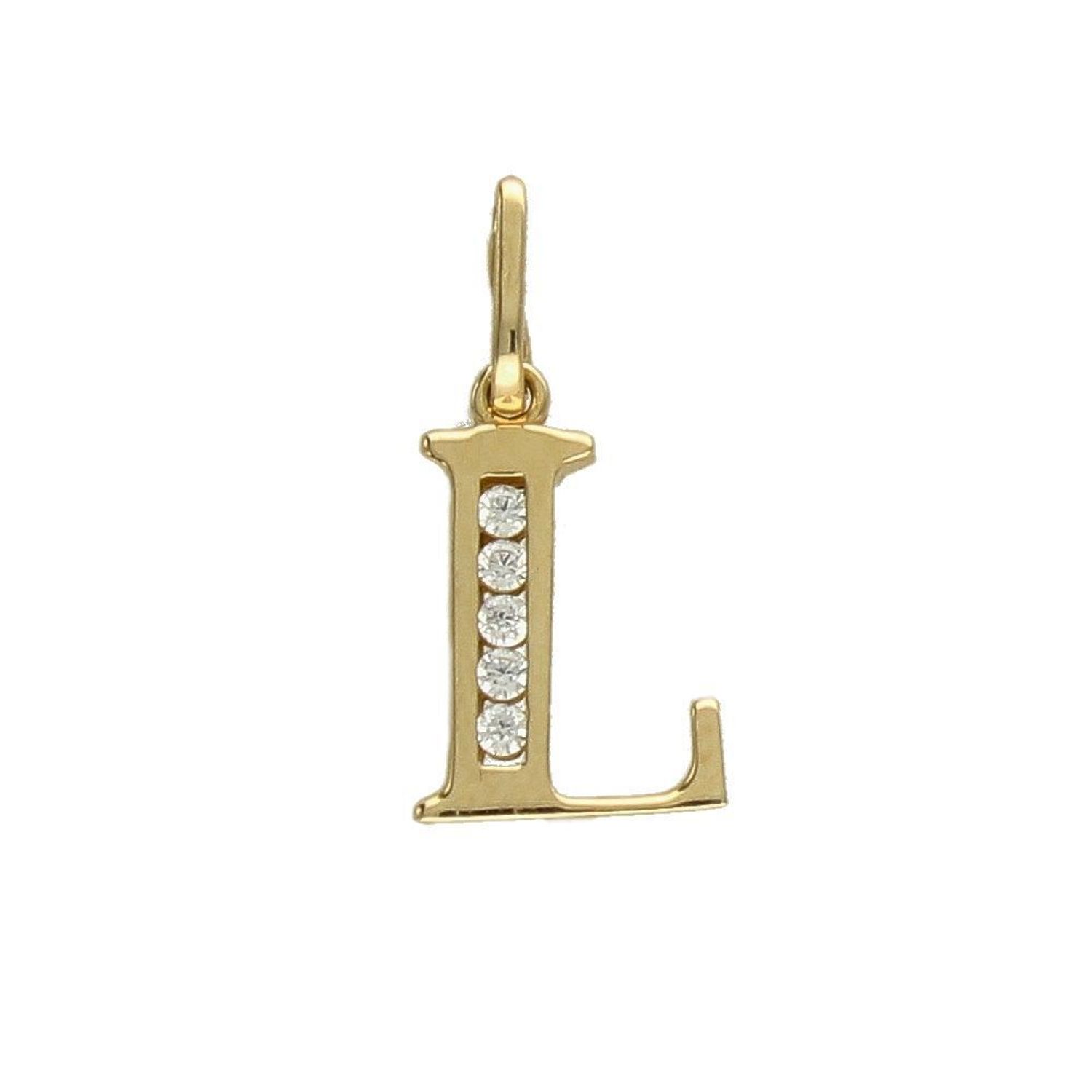 Złota zawieszka w kształcie literki L wykonana z wysokiej próby złota 585..jpg