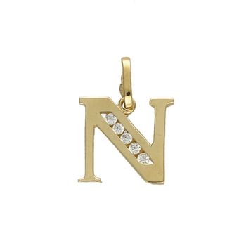 Złota zawieszka w kształcie literki N wykonana z wysokiej próby złota 585..jpg