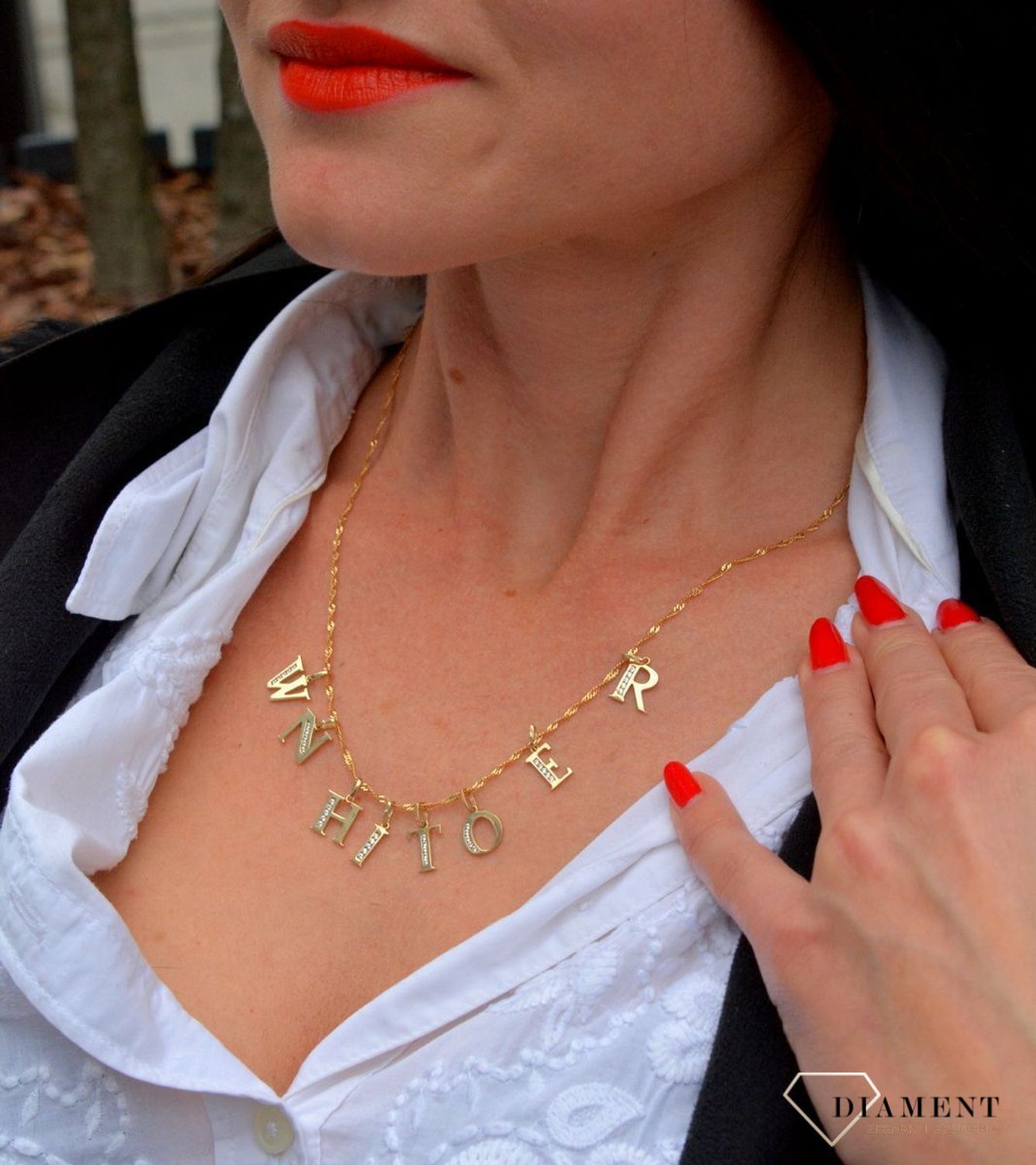 Złota zawieszka w kształcie literki N wykonana z wysokiej próby złota 585..jpg